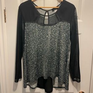 🇨🇦 made in Canada vintage Ardoise mixed materials long sheer sleeve blouse